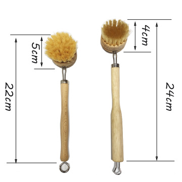 Natural beech wooden handle wash pot brush,long handle kitchen pot dish cleaning brush